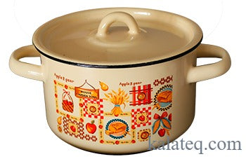 Тенджера емаилирана 1.5л с декор - Домашни потреби "Калатея"