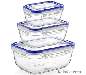 Кутии за храна пластмаса правоъгълни 3ка - Домашни потреби "Калатея"
