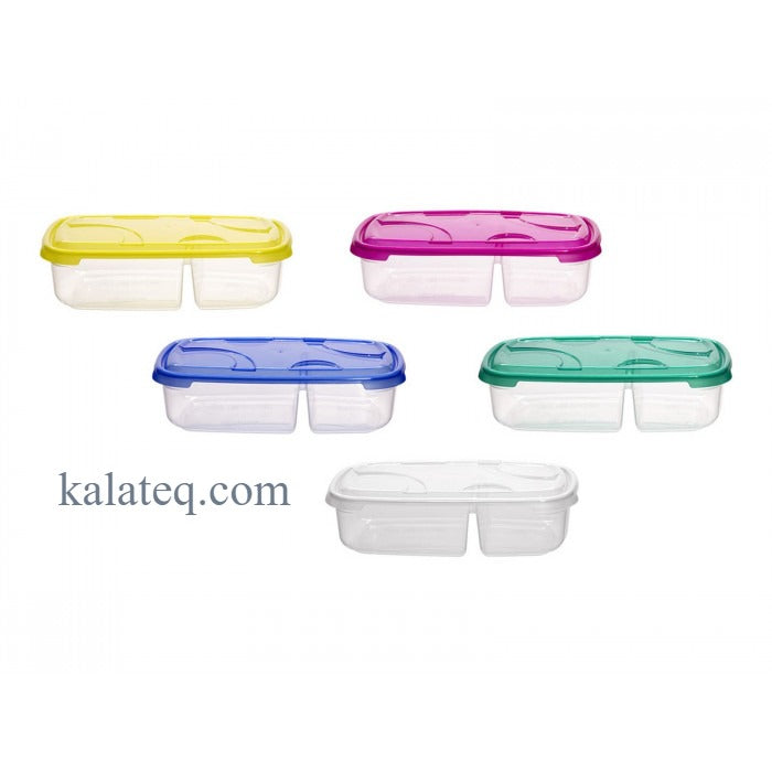 Кутия пластмаса разделена на 2 с цветен капак Фриго 0.5л+0.3л - Домашни потреби 