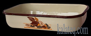 Тава емайлирана правоъгълна 32см кафява с декор - Домашни потреби "Калатея"